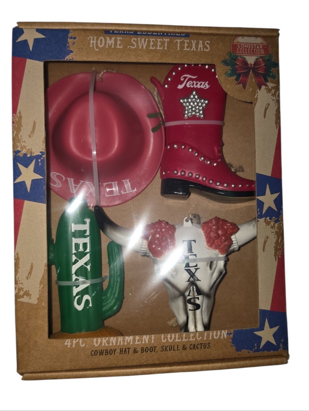 Home Sweet Texas 4 Piece Ornament Collection.  Lonestar  Collection NWT